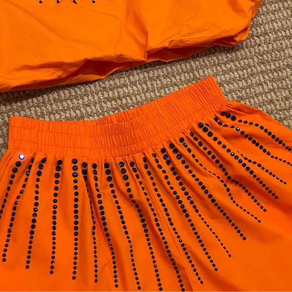 Queen of Sparkles Orange Cotton Bubble Top with Navy Burst Small - Picture 5 of 8